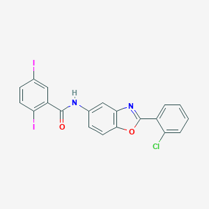 molecular formula C20H11ClI2N2O2 B342979 N-[2-(2-chlorophenyl)-1,3-benzoxazol-5-yl]-2,5-diiodobenzamide 