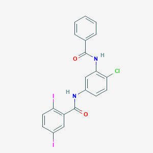 molecular formula C20H13ClI2N2O2 B342981 N-(3-Benzoylamino-4-chloro-phenyl)-2,5-diiodo-benzamide 