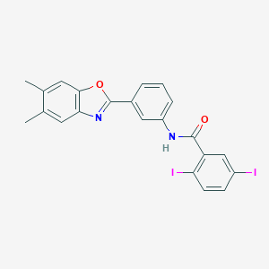 N-[3-(5,6-dimethyl-1,3-benzoxazol-2-yl)phenyl]-2,5-diiodobenzamide