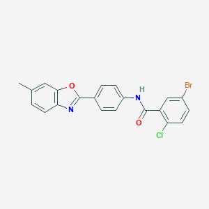 5-bromo-2-chloro-N-[4-(6-methyl-1,3-benzoxazol-2-yl)phenyl]benzamide