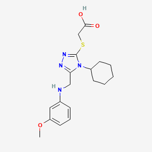 B3430045 2-[(4-cyclohexyl-5-{[(3-methoxyphenyl)amino]methyl}-4H-1,2,4-triazol-3-yl)sulfanyl]acetic acid CAS No. 793727-50-1
