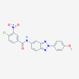 molecular formula C20H14ClN5O4 B343013 4-chloro-N-[2-(4-methoxyphenyl)-2H-benzotriazol-5-yl]-3-nitrobenzamide 