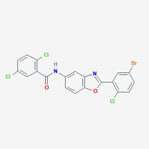 molecular formula C20H10BrCl3N2O2 B343024 N-[2-(5-Bromo-2-chloro-phenyl)-benzooxazol-5-yl]-2,5-dichloro-benzamide 