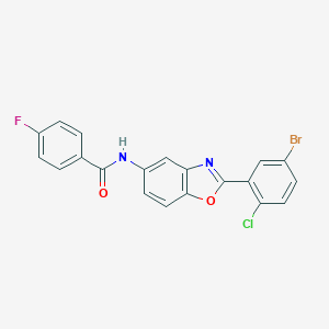 molecular formula C20H11BrClFN2O2 B343026 N-[2-(5-Bromo-2-chloro-phenyl)-benzooxazol-5-yl]-4-fluoro-benzamide 