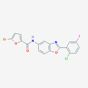 molecular formula C18H9BrClIN2O3 B343067 5-bromo-N-[2-(2-chloro-5-iodophenyl)-1,3-benzoxazol-5-yl]-2-furamide 