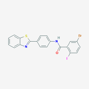 molecular formula C20H12BrIN2OS B343072 N-[4-(1,3-benzothiazol-2-yl)phenyl]-5-bromo-2-iodobenzamide 
