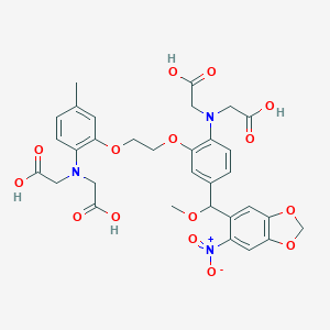 molecular formula C32H33N3O15 B034308 2-[2-[2-[2-[bis(carboxymethyl)amino]-5-[methoxy-(6-nitro-1,3-benzodioxol-5-yl)methyl]phenoxy]ethoxy]-N-(carboxymethyl)-4-methylanilino]acetic acid CAS No. 103471-64-3