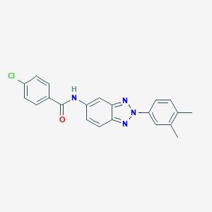 molecular formula C21H17ClN4O B343084 4-chloro-N-[2-(3,4-dimethylphenyl)-2H-1,2,3-benzotriazol-5-yl]benzamide 