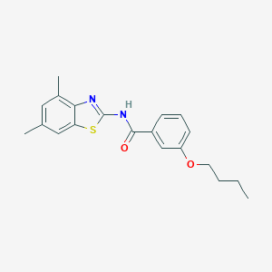 molecular formula C20H22N2O2S B343088 3-butoxy-N-(4,6-dimethyl-1,3-benzothiazol-2-yl)benzamide 