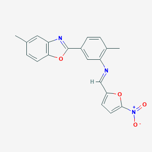 molecular formula C20H15N3O4 B343090 2-{3-[({5-Nitro-2-furyl}methylene)amino]-4-methylphenyl}-5-methyl-1,3-benzoxazole 