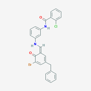 N-[3-[[(Z)-(3-benzyl-5-bromo-6-oxocyclohexa-2,4-dien-1-ylidene)methyl]amino]phenyl]-2-chlorobenzamide