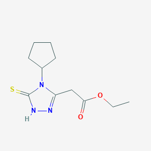 ethyl 2-(4-cyclopentyl-5-sulfanyl-4H-1,2,4-triazol-3-yl)acetate