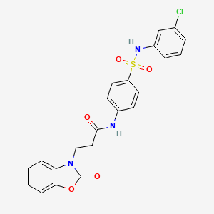 molecular formula C22H18ClN3O5S B3430982 N-{4-[(3-chlorophenyl)sulfamoyl]phenyl}-3-(2-oxo-1,3-benzoxazol-3(2H)-yl)propanamide CAS No. 874585-10-1
