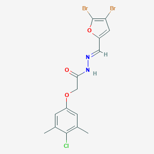 2-(4-chloro-3,5-dimethylphenoxy)-N'-[(E)-(4,5-dibromofuran-2-yl)methylidene]acetohydrazide