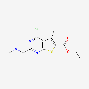 molecular formula C13H16ClN3O2S B3431117 Ethyl 4-chloro-2-[(dimethylamino)methyl]-5-methylthieno[2,3-d]pyrimidine-6-carboxylate CAS No. 885459-54-1