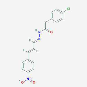 molecular formula C17H14ClN3O3 B343114 2-(4-chlorophenyl)-N'-(3-{4-nitrophenyl}-2-propenylidene)acetohydrazide 