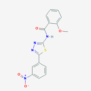 molecular formula C16H12N4O4S B343116 2-Methoxy-N-[5-(3-nitro-phenyl)-[1,3,4]thiadiazol-2-yl]-benzamide 