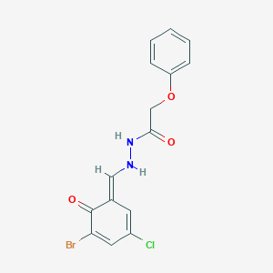 N'-[(E)-(5-bromo-3-chloro-6-oxocyclohexa-2,4-dien-1-ylidene)methyl]-2-phenoxyacetohydrazide