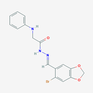 molecular formula C16H14BrN3O3 B343124 2-anilino-N'-[(6-bromo-1,3-benzodioxol-5-yl)methylene]acetohydrazide 