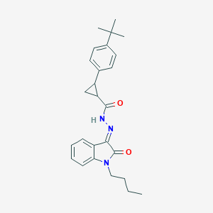 N-[(E)-(1-butyl-2-oxoindol-3-ylidene)amino]-2-(4-tert-butylphenyl)cyclopropane-1-carboxamide