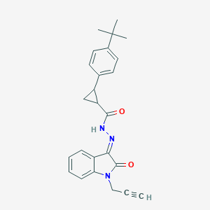 molecular formula C25H25N3O2 B343127 2-(4-tert-butylphenyl)-N-[(E)-(2-oxo-1-prop-2-ynylindol-3-ylidene)amino]cyclopropane-1-carboxamide 