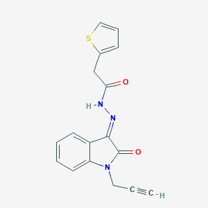 molecular formula C17H13N3O2S B343129 N-[(E)-(2-oxo-1-prop-2-ynylindol-3-ylidene)amino]-2-thiophen-2-ylacetamide 