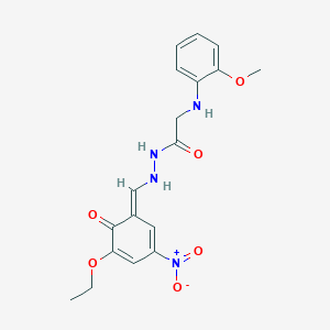 N'-[(E)-(5-ethoxy-3-nitro-6-oxocyclohexa-2,4-dien-1-ylidene)methyl]-2-(2-methoxyanilino)acetohydrazide