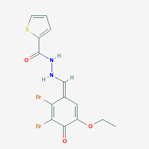 molecular formula C14H12Br2N2O3S B343140 N'-[(Z)-(2,3-dibromo-5-ethoxy-4-oxocyclohexa-2,5-dien-1-ylidene)methyl]thiophene-2-carbohydrazide 
