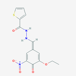 molecular formula C14H13N3O5S B343141 N'-[(E)-(3-ethoxy-5-nitro-4-oxocyclohexa-2,5-dien-1-ylidene)methyl]thiophene-2-carbohydrazide 