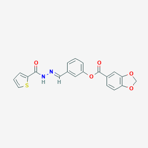 molecular formula C20H14N2O5S B343142 3-[2-(2-Thienylcarbonyl)carbohydrazonoyl]phenyl 1,3-benzodioxole-5-carboxylate 