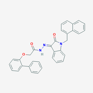 molecular formula C33H25N3O3 B343148 N-[(E)-[1-(naphthalen-1-ylmethyl)-2-oxoindol-3-ylidene]amino]-2-(2-phenylphenoxy)acetamide 