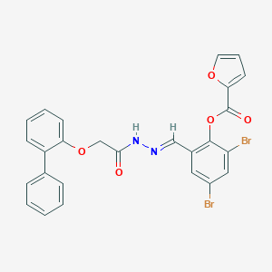 molecular formula C26H18Br2N2O5 B343150 [2,4-dibromo-6-[(E)-[[2-(2-phenylphenoxy)acetyl]hydrazinylidene]methyl]phenyl] furan-2-carboxylate 