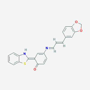 (6Z)-4-[[(E)-3-(1,3-benzodioxol-5-yl)prop-2-enylidene]amino]-6-(3H-1,3-benzothiazol-2-ylidene)cyclohexa-2,4-dien-1-one