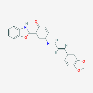molecular formula C23H16N2O4 B343161 (6E)-4-[[(E)-3-(1,3-benzodioxol-5-yl)prop-2-enylidene]amino]-6-(3H-1,3-benzoxazol-2-ylidene)cyclohexa-2,4-dien-1-one 