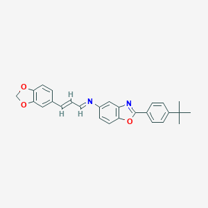 molecular formula C27H24N2O3 B343162 N-[3-(1,3-benzodioxol-5-yl)-2-propenylidene]-N-[2-(4-tert-butylphenyl)-1,3-benzoxazol-5-yl]amine 