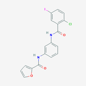 molecular formula C18H12ClIN2O3 B343165 N-{3-[(2-chloro-5-iodobenzoyl)amino]phenyl}-2-furamide 