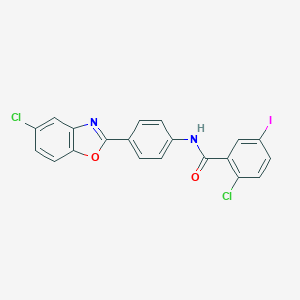molecular formula C20H11Cl2IN2O2 B343166 2-chloro-N-[4-(5-chloro-1,3-benzoxazol-2-yl)phenyl]-5-iodobenzamide 