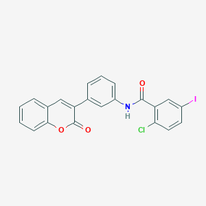 molecular formula C22H13ClINO3 B343167 2-chloro-5-iodo-N-[3-(2-oxo-2H-chromen-3-yl)phenyl]benzamide 