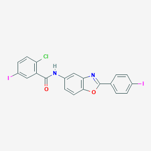 molecular formula C20H11ClI2N2O2 B343174 2-chloro-5-iodo-N-[2-(4-iodophenyl)-1,3-benzoxazol-5-yl]benzamide 