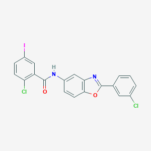 2-chloro-N-[2-(3-chlorophenyl)-1,3-benzoxazol-5-yl]-5-iodobenzamide