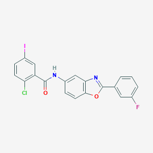 2-chloro-N-[2-(3-fluorophenyl)-1,3-benzoxazol-5-yl]-5-iodobenzamide