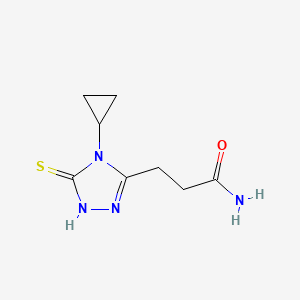 molecular formula C8H12N4OS B3431799 3-(4-cyclopropyl-5-sulfanyl-4H-1,2,4-triazol-3-yl)propanamide CAS No. 929972-39-4