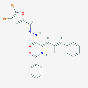 molecular formula C24H19Br2N3O3 B343180 N-[1-({2-[(4,5-dibromo-2-furyl)methylene]hydrazino}carbonyl)-3-methyl-4-phenyl-1,3-butadienyl]benzamide 