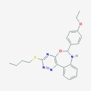 molecular formula C22H24N4O2S B343184 3-(Butylsulfanyl)-6-(4-ethoxyphenyl)-6,7-dihydro[1,2,4]triazino[5,6-d][3,1]benzoxazepine 
