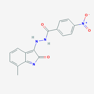 molecular formula C16H12N4O4 B343185 N'-(7-methyl-2-oxoindol-3-yl)-4-nitrobenzohydrazide 