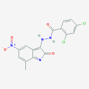2,4-dichloro-N'-(7-methyl-5-nitro-2-oxoindol-3-yl)benzohydrazide