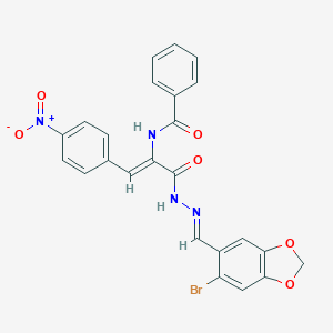 molecular formula C24H17BrN4O6 B343188 N-(1-({2-[(6-bromo-1,3-benzodioxol-5-yl)methylene]hydrazino}carbonyl)-2-{4-nitrophenyl}vinyl)benzamide 