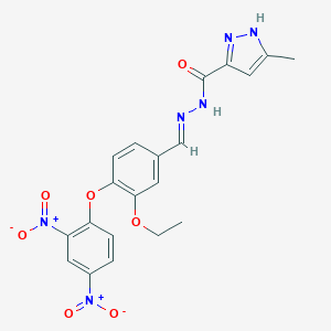 molecular formula C20H18N6O7 B343197 N'-(4-{2,4-bisnitrophenoxy}-3-ethoxybenzylidene)-3-methyl-1H-pyrazole-5-carbohydrazide 