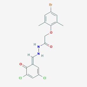 molecular formula C17H15BrCl2N2O3 B343200 2-(4-bromo-2,6-dimethylphenoxy)-N'-[(E)-(3,5-dichloro-6-oxocyclohexa-2,4-dien-1-ylidene)methyl]acetohydrazide 