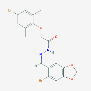 molecular formula C18H16Br2N2O4 B343201 N'-[(6-bromo-1,3-benzodioxol-5-yl)methylene]-2-(4-bromo-2,6-dimethylphenoxy)acetohydrazide 